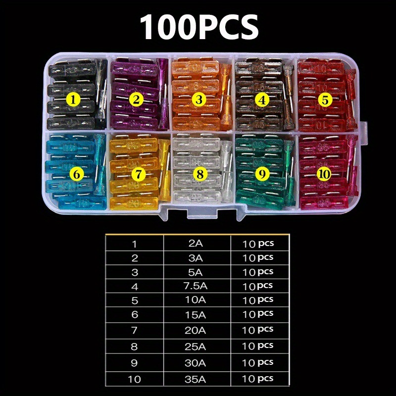 Cross-Border E-Commerce Hot Model 50 100Pcs Boxed Aluminum Small and Medium-Sized Fuse Combination Fuse Set 2-40A
