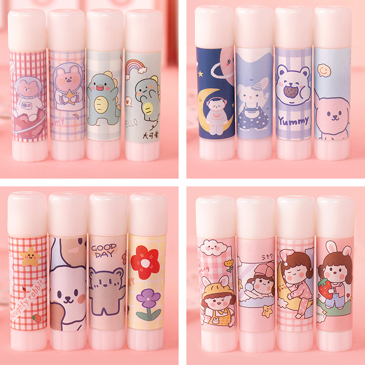 Solid glue jar 9G cartoon student Children DIY hand solid glue stick learning stationery office solid glue
