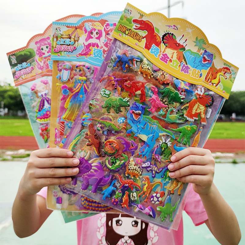 Cartoon Double Layer Bubble Sticker Paper Girl Princess Dress Up Sticker Children's Baby Kindergarten Reward Small Gifts