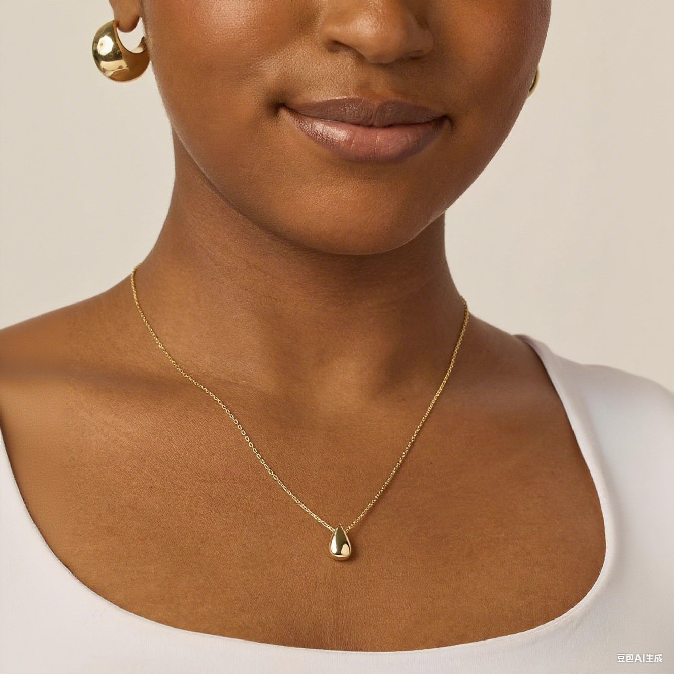 Cross-Border Best-Selling Stainless Steel Silver and Gold Water Drop Necklace, Simple and Elegant Minimalist Geometric Irregular Pendant for Women